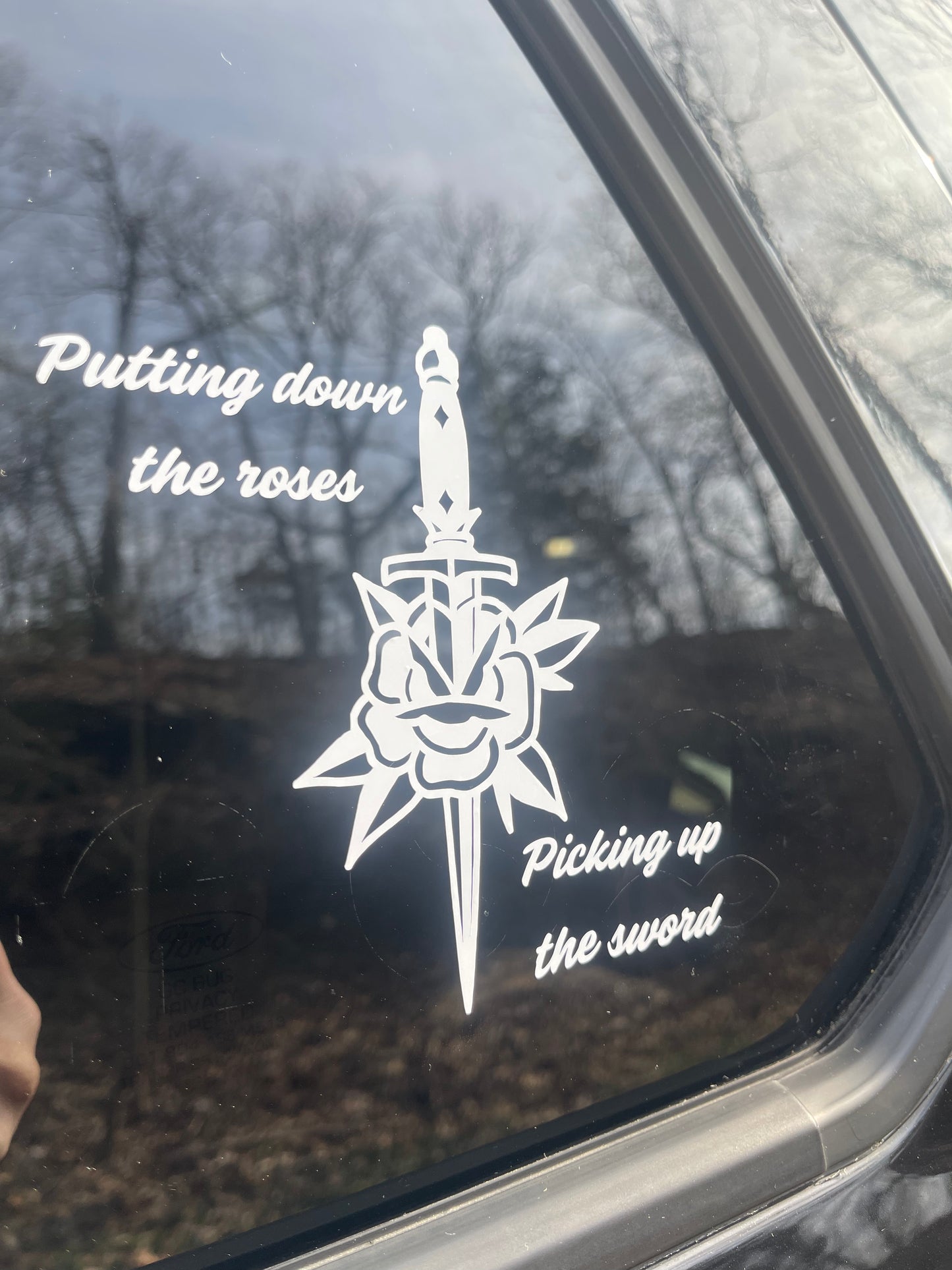 Roses sword car decal
