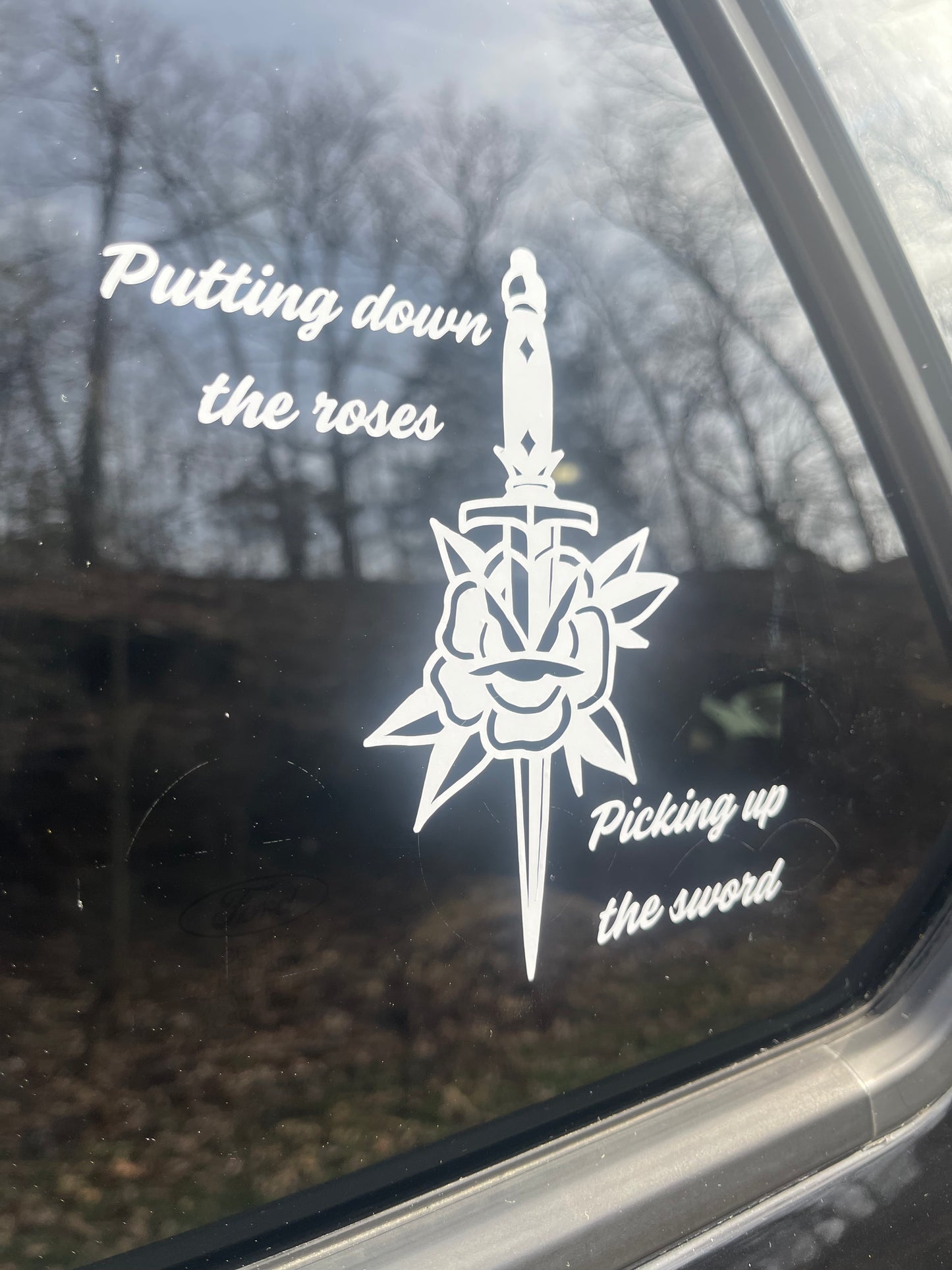 Roses sword car decal