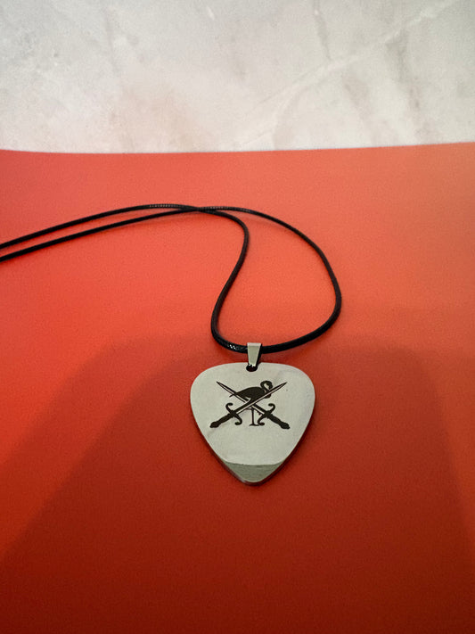Flamingo and sword pick necklace