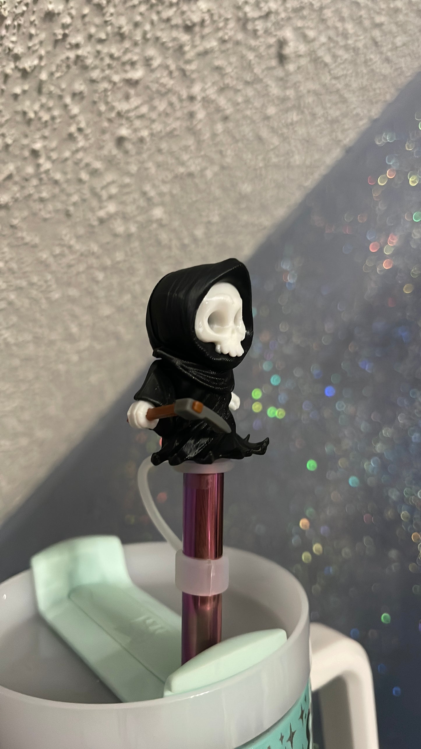 Grim reaper straw topper