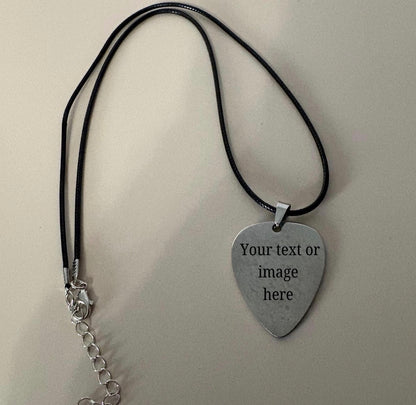 Custom engraved guitar pick necklace