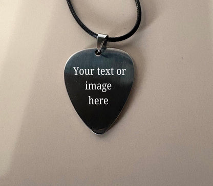 Custom engraved guitar pick necklace