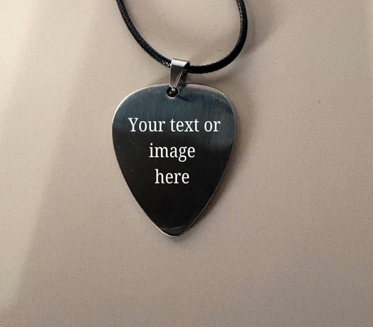 Custom engraved guitar pick necklace