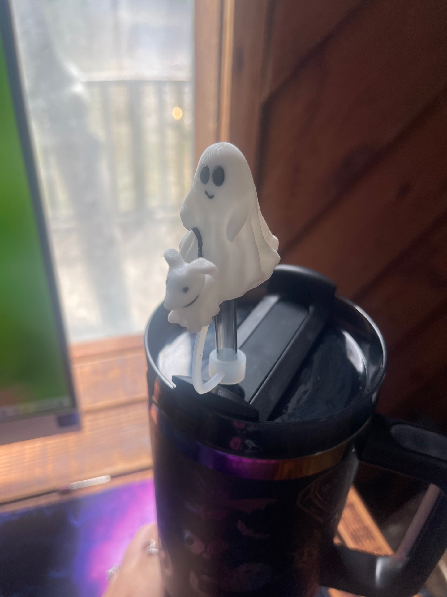 Ghost walking dog straw topper