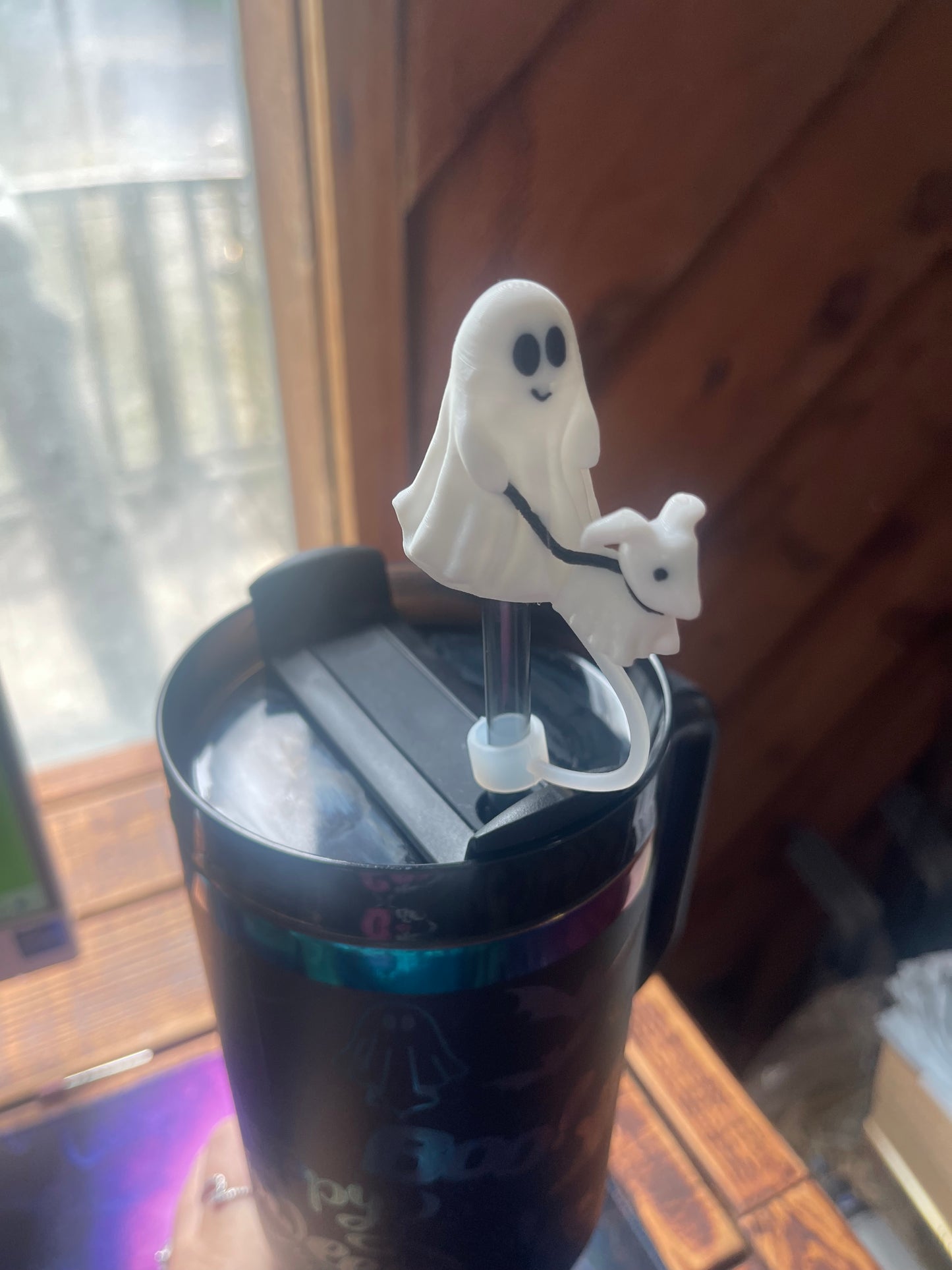 Ghost walking dog straw topper