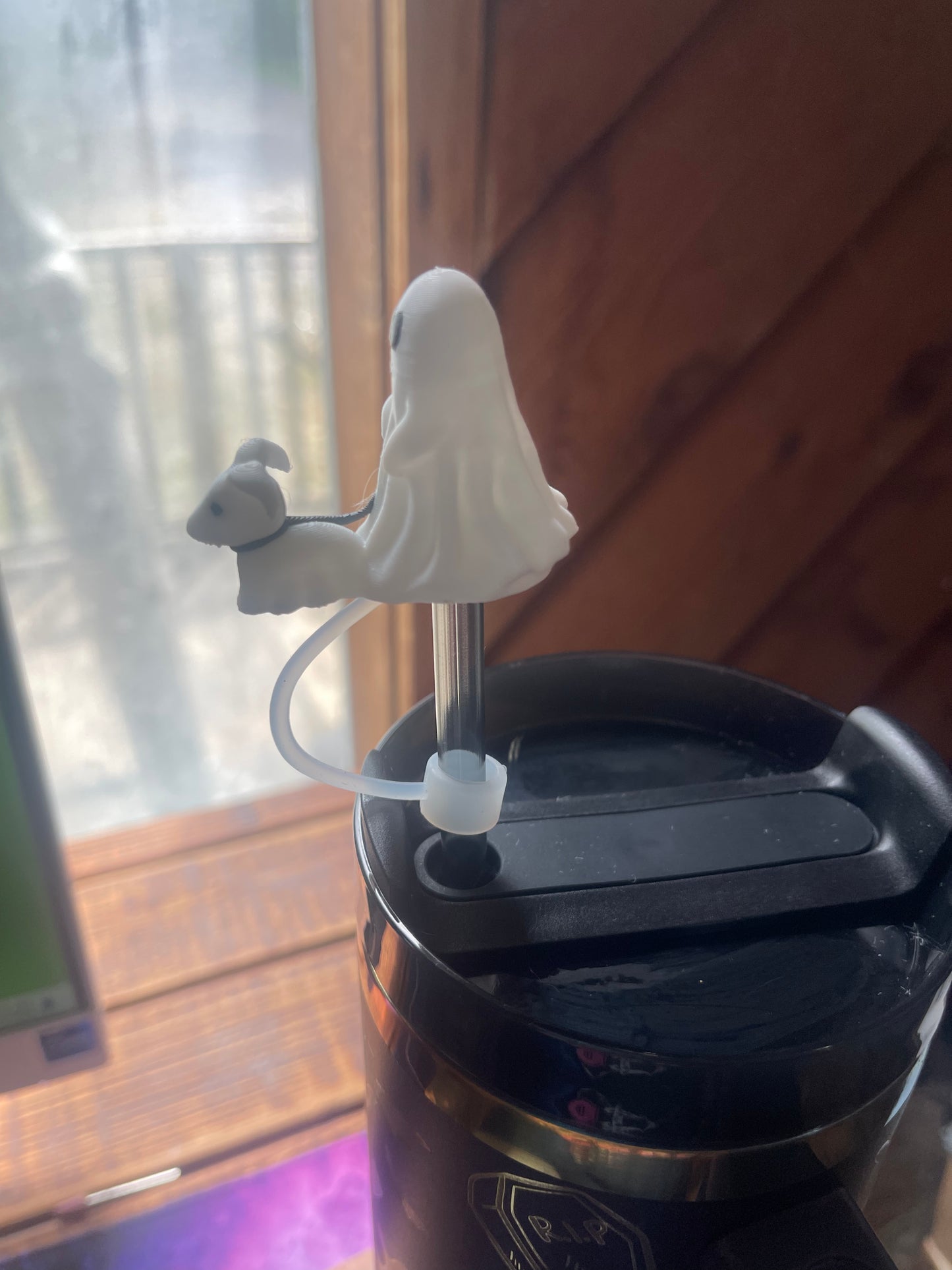 Ghost walking dog straw topper