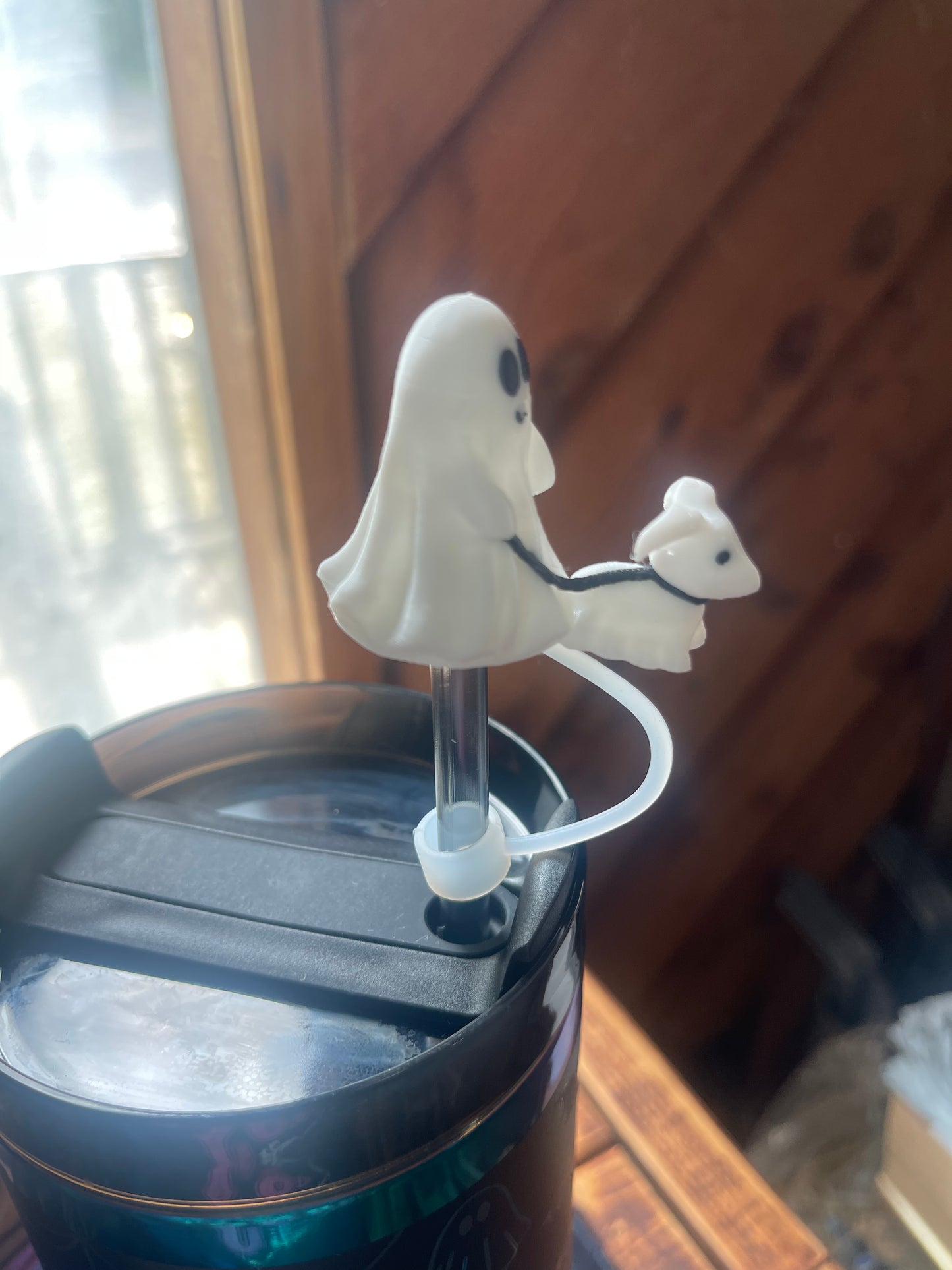 Ghost walking dog straw topper