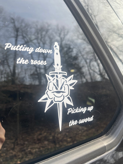 Roses sword car decal