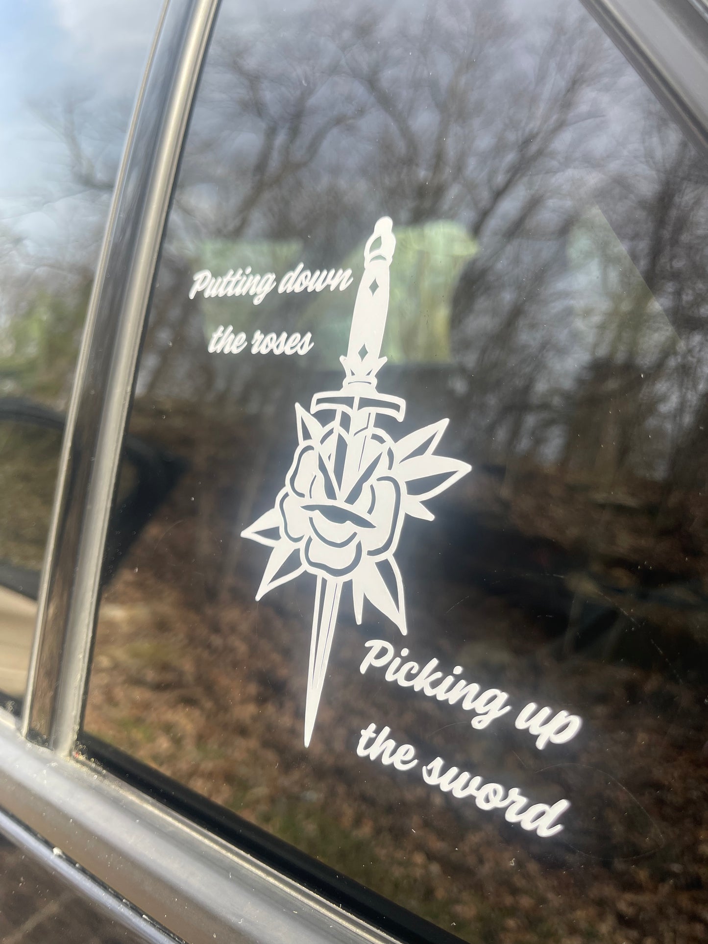 Roses sword car decal