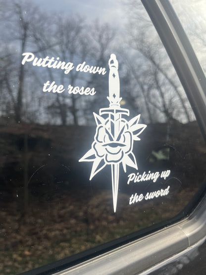 Roses sword car decal