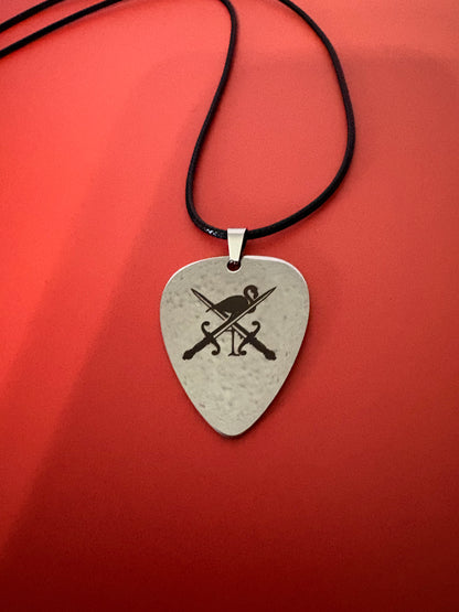 Flamingo and sword pick necklace