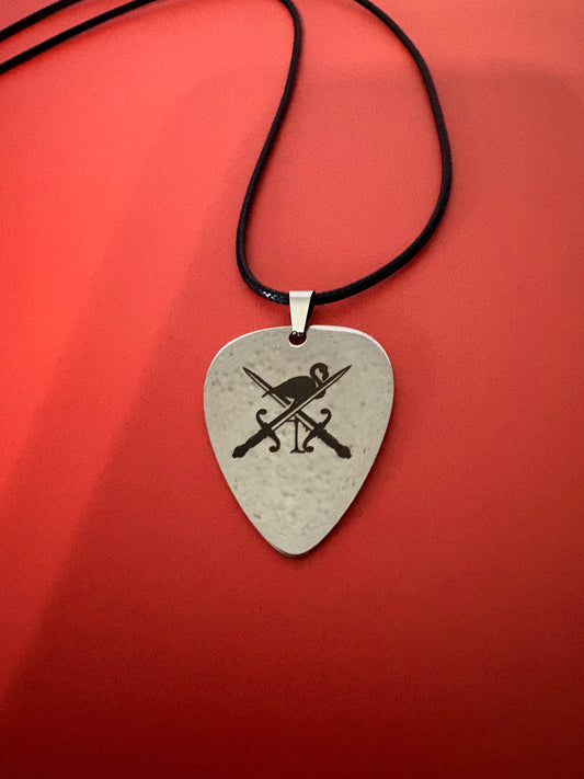 Flamingo and sword pick necklace