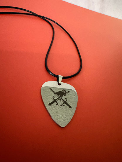 Flamingo and sword pick necklace